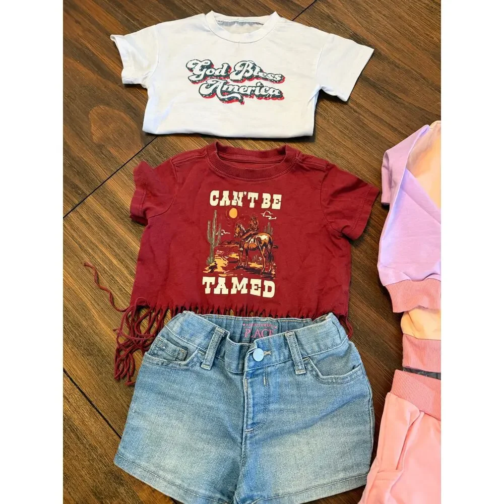 Girls 2T–3T Clothing Lot Jogger  Denim Shorts Toddler Bundle Wild Like My Curls - Picture 3 of 7